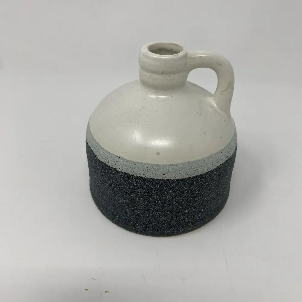Small ceramic jug vase two-toned textured white gray